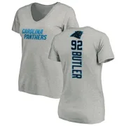 Vernon Butler Women's Carolina Panthers Backer V-Neck T-Shirt - Ash