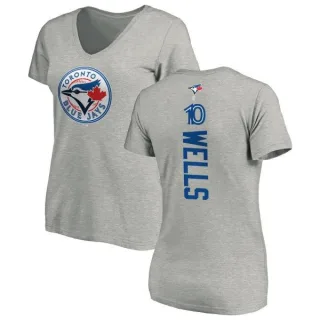 Vernon Wells Women's Toronto Blue Jays Backer Slim Fit T-Shirt - Ash