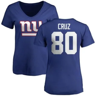 Victor Cruz Women's New York Giants Name & Number Logo Slim Fit T-Shirt - Royal