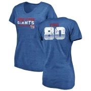 Victor Cruz Women's New York Giants Retro Tri-Blend V-Neck T-Shirt - Royal