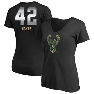 Vin Baker Women's Milwaukee Bucks Black Midnight Mascot T-Shirt