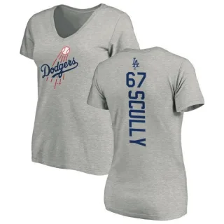 Vin Scully Women's Los Angeles Dodgers Backer Slim Fit T-Shirt - Ash