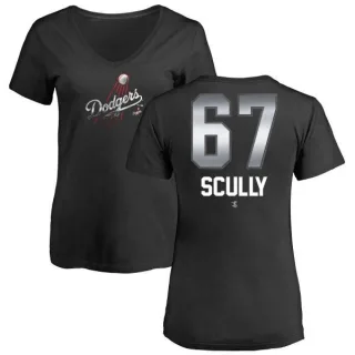 Vin Scully Women's Los Angeles Dodgers Midnight Mascot V-Neck T-Shirt - Black