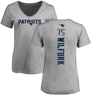 Vince Wilfork Women's New England Patriots Backer V-Neck T-Shirt - Ash