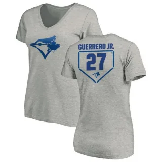 Vladimir Guerrero Jr. Women's Toronto Blue Jays RBI Slim Fit V-Neck T-Shirt - Heathered Gray