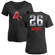 Wade Boggs Women's Boston Red Sox Midnight Mascot V-Neck T-Shirt - Black