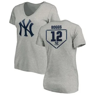 Wade Boggs Women's New York Yankees RBI Slim Fit V-Neck T-Shirt - Heathered Gray