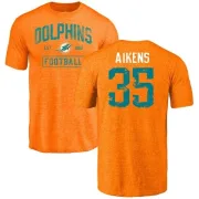 Walt Aikens Miami Dolphins Orange Distressed Name & Number Tri-Blend T-Shirt