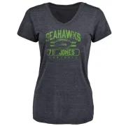 Walter Jones Women's Seattle Seahawks Flanker Tri-Blend T-Shirt - Navy