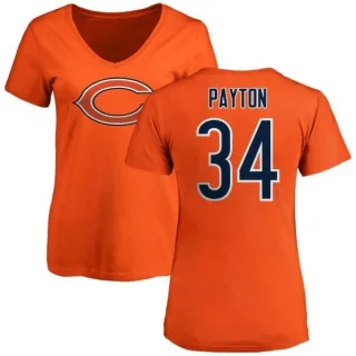 Walter Payton Women's Chicago Bears Name & Number Logo Slim Fit T-Shirt - Orange
