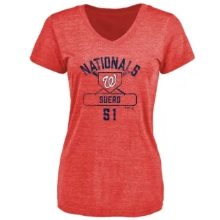 Wander Suero Women's Washington Nationals Base Runner Tri-Blend T-Shirt - Red