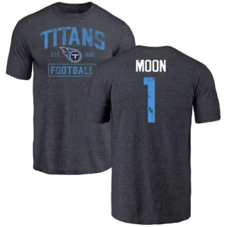 Warren Moon Tennessee Titans Navy Distressed Name & Number Tri-Blend T-Shirt