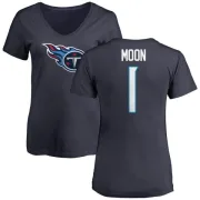 Warren Moon Women's Tennessee Titans Name & Number Logo Slim Fit T-Shirt - Navy