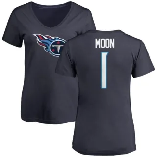 Warren Moon Women's Tennessee Titans Name & Number Logo Slim Fit T-Shirt - Navy