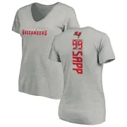 Warren Sapp Women's Tampa Bay Buccaneers Backer V-Neck T-Shirt - Ash