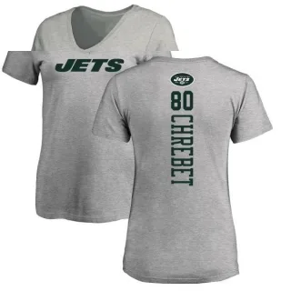 Wayne Chrebet Women's New York Jets Backer V-Neck T-Shirt - Ash