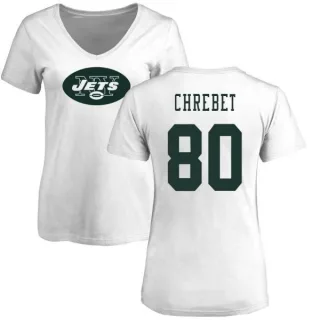 Wayne Chrebet Women's New York Jets Name & Number Logo Slim Fit T-Shirt - White