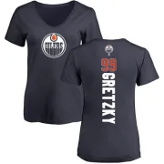 Wayne Gretzky Women's Edmonton Oilers Backer Slim Fit V-Neck T-Shirt - Navy