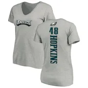 Wes Hopkins Women's Philadelphia Eagles Backer V-Neck T-Shirt - Ash