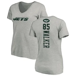 Wesley Walker Women's New York Jets Backer V-Neck T-Shirt - Ash