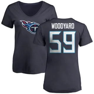 Wesley Woodyard Women's Tennessee Titans Name & Number Logo Slim Fit T-Shirt - Navy