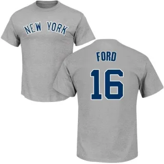 Whitey Ford New York Yankees Name & Number T-Shirt - Gray