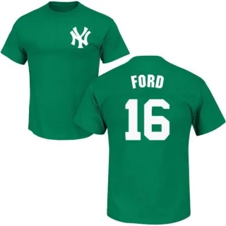 Whitey Ford New York Yankees St. Patrick's Day Name & Number T-Shirt - Green