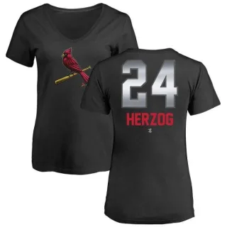 Whitey Herzog Women's St. Louis Cardinals Midnight Mascot V-Neck T-Shirt - Black