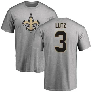 Wil Lutz New Orleans Saints Name & Number Logo T-Shirt - Ash