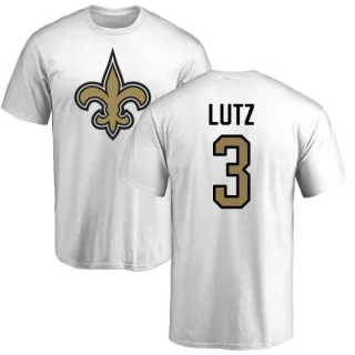 Wil Lutz New Orleans Saints Name & Number Logo T-Shirt - White