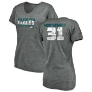 Wilbert Montgomery Women's Philadelphia Eagles Retro Tri-Blend V-Neck T-Shirt - Heathered Gray