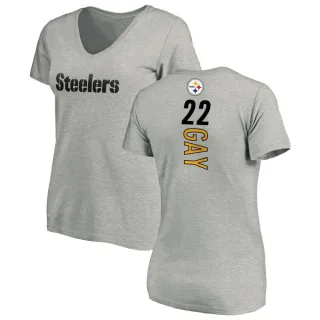 William Gay Women's Pittsburgh Steelers Backer V-Neck T-Shirt - Ash