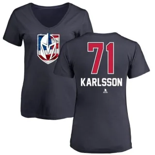 William Karlsson Women's Vegas Golden Knights Name and Number Banner Wave V-Neck T-Shirt - Navy