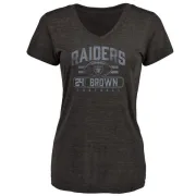 Willie Brown Women's Oakland Raiders Flanker Tri-Blend T-Shirt - Black