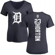 Willie Horton Women's Detroit Tigers Backer Slim Fit T-Shirt - Navy