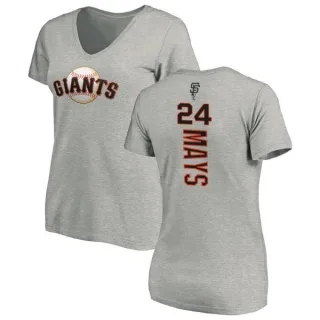 Willie Mays Women's San Francisco Giants Backer Slim Fit T-Shirt - Ash