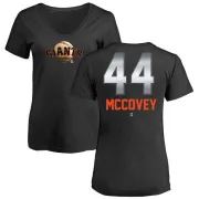 Willie McCovey Women's San Francisco Giants Midnight Mascot V-Neck T-Shirt - Black