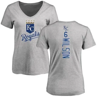 Willie Wilson Women's Kansas City Royals Backer Slim Fit T-Shirt - Ash