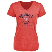 Wilmer Difo Women's Washington Nationals Base Runner Tri-Blend T-Shirt - Red