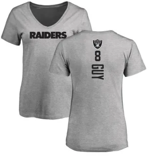 Wilson Ray Guy Women's Oakland Raiders Backer V-Neck T-Shirt - Ash