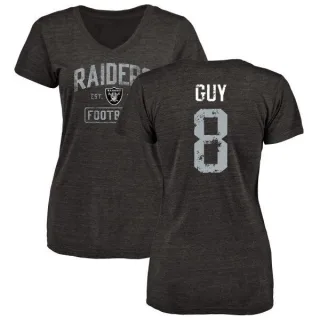 Wilson Ray Guy Women's Oakland Raiders Black Distressed Name & Number Tri-Blend V-Neck T-Shirt