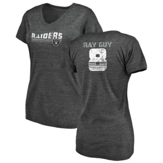 Wilson Ray Guy Women's Oakland Raiders Retro Tri-Blend V-Neck T-Shirt - Black