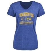 Wilt Chamberlain Women's Golden State Warriors Royal Baseline Tri-Blend T-Shirt