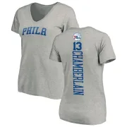 Wilt Chamberlain Women's Philadelphia 76ers Ash Backer T-Shirt