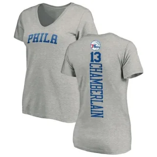 Wilt Chamberlain Women's Philadelphia 76ers Ash Backer T-Shirt