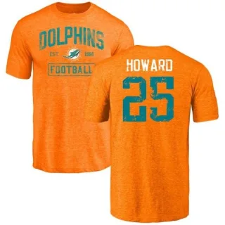 Xavien Howard Miami Dolphins Orange Distressed Name & Number Tri-Blend T-Shirt