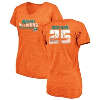 Xavien Howard Women's Miami Dolphins Retro Tri-Blend V-Neck T-Shirt - Orange