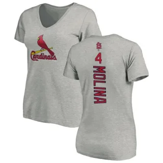 Yadier Molina Women's St. Louis Cardinals Backer Slim Fit T-Shirt - Ash