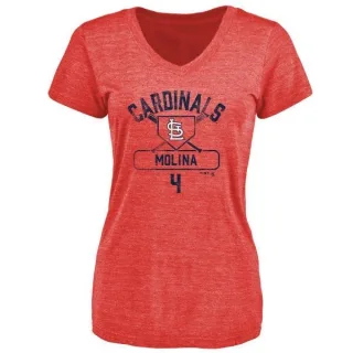 Yadier Molina Women's St. Louis Cardinals Base Runner Tri-Blend T-Shirt - Red