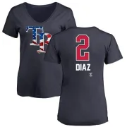 Yandy Diaz Women's Tampa Bay Rays Name and Number Banner Wave V-Neck T-Shirt - Navy